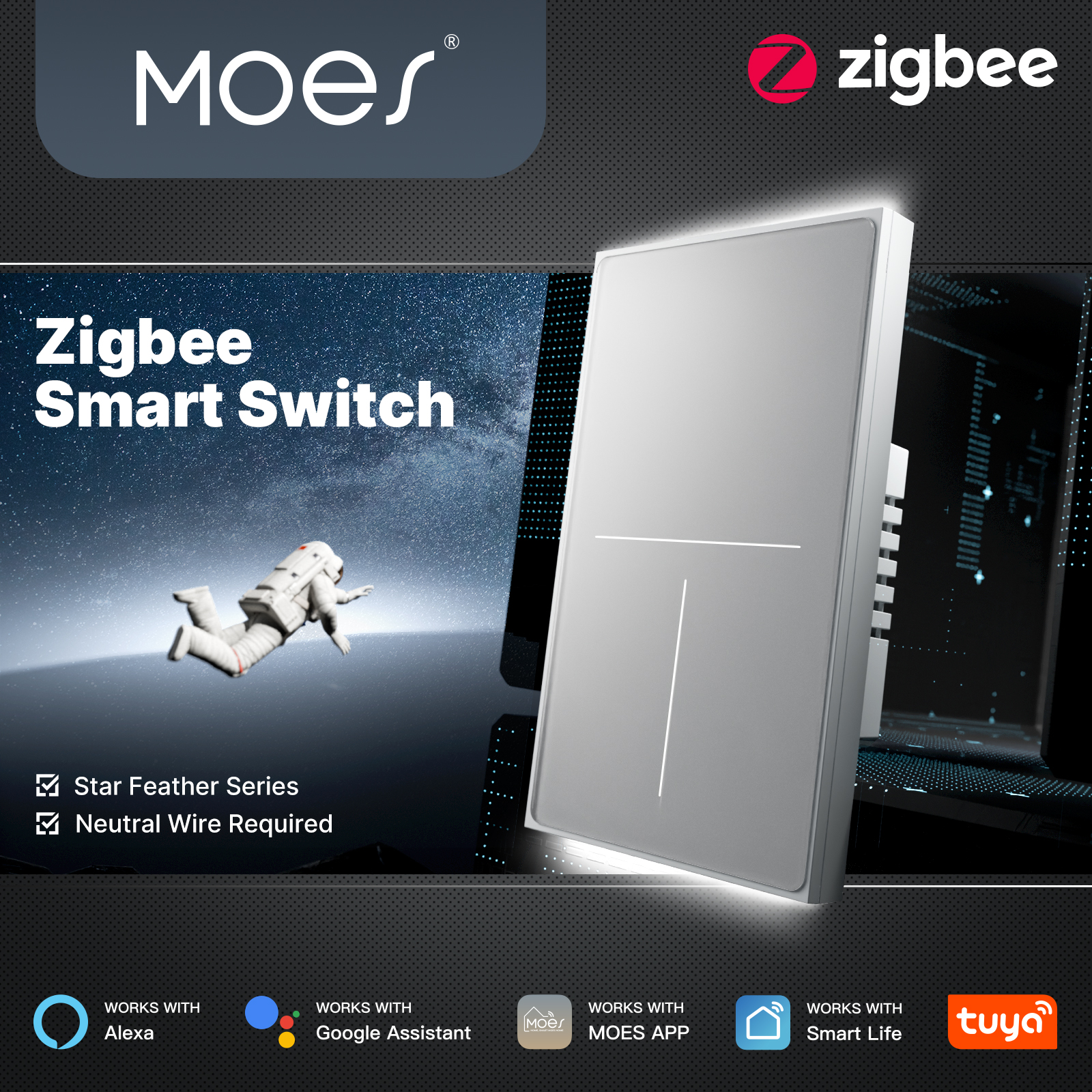Smart Home Remote - MOES Tuya ZigBee Star Feather Switch