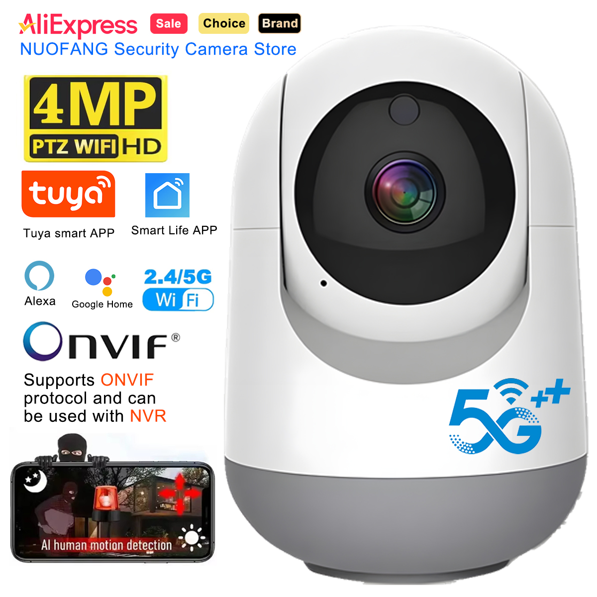 Smart Home Battery Camera Ezviz - Câmera WiFi Tuya 4MP, Câmera IP