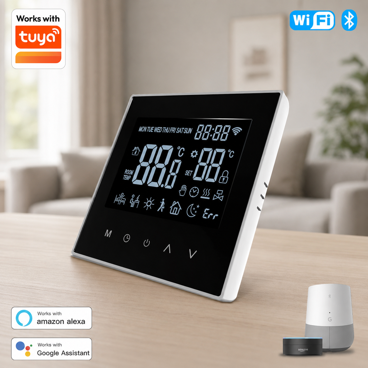 Smart Home Control Panel - Termostato Inteligente Tuya Wi-Fi com Controle