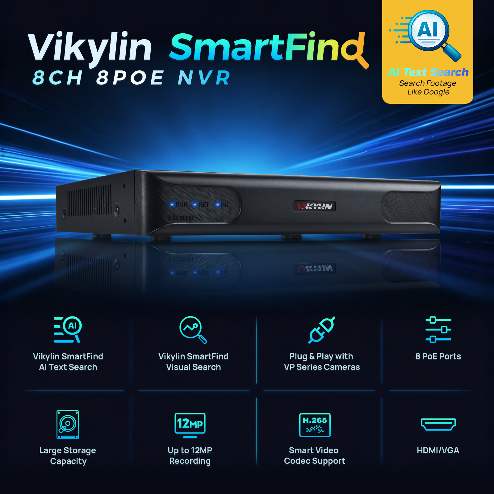 Smart Home Security System - Vikylin 4K NVR até 12MP 8