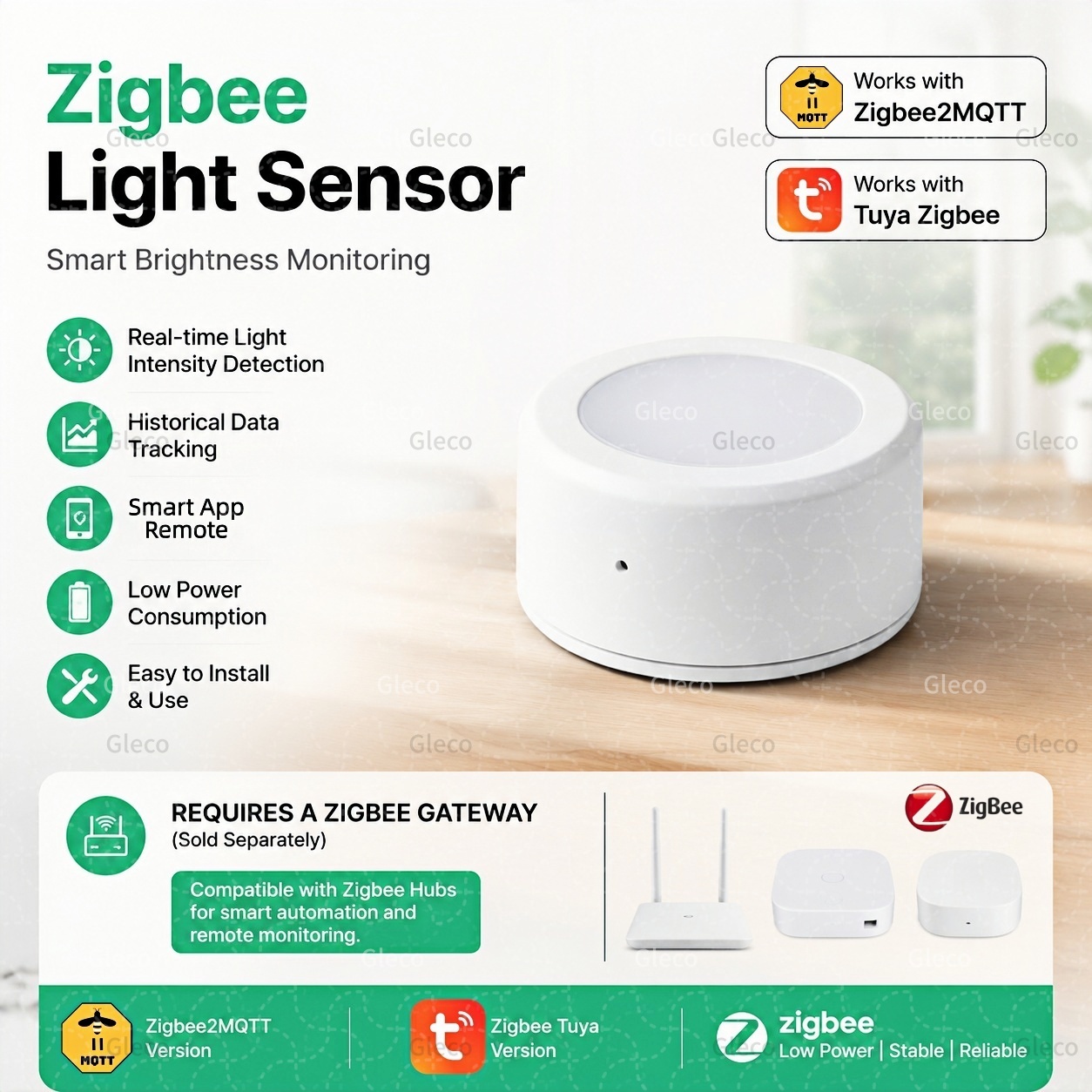 Smart Home Hub - Sensor de Luminância ZigBee, Detector de