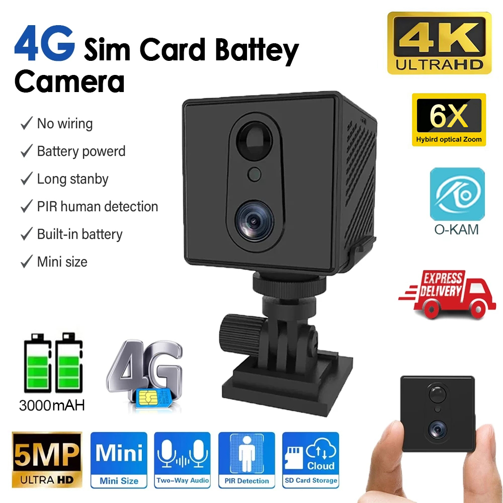 Smart Home Battery Camera Ezviz - Mini câmera de segurança 4g cartão