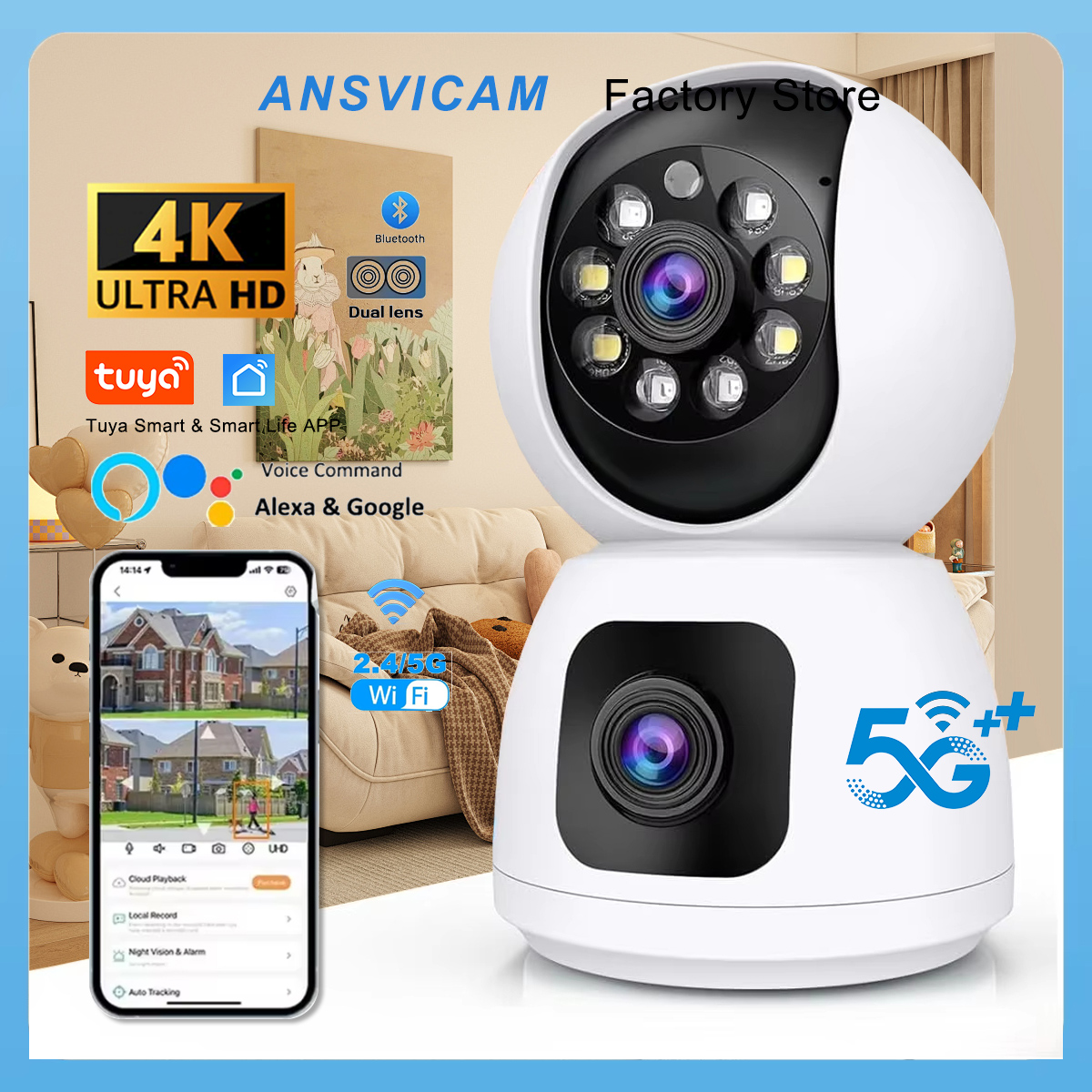 Smart Home Battery Camera Ezviz - Câmera de Segurança ANSVICAM Tuya Smart