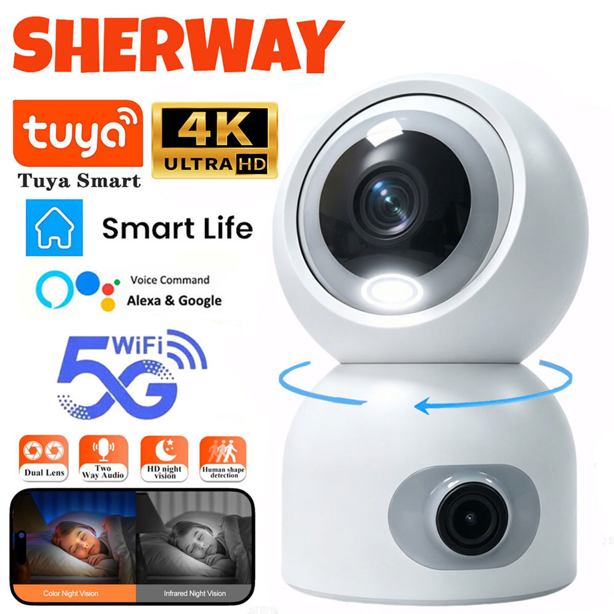 Smart Home Battery Camera Ezviz - Câmera de Segurança Tuya 4K 8MP
