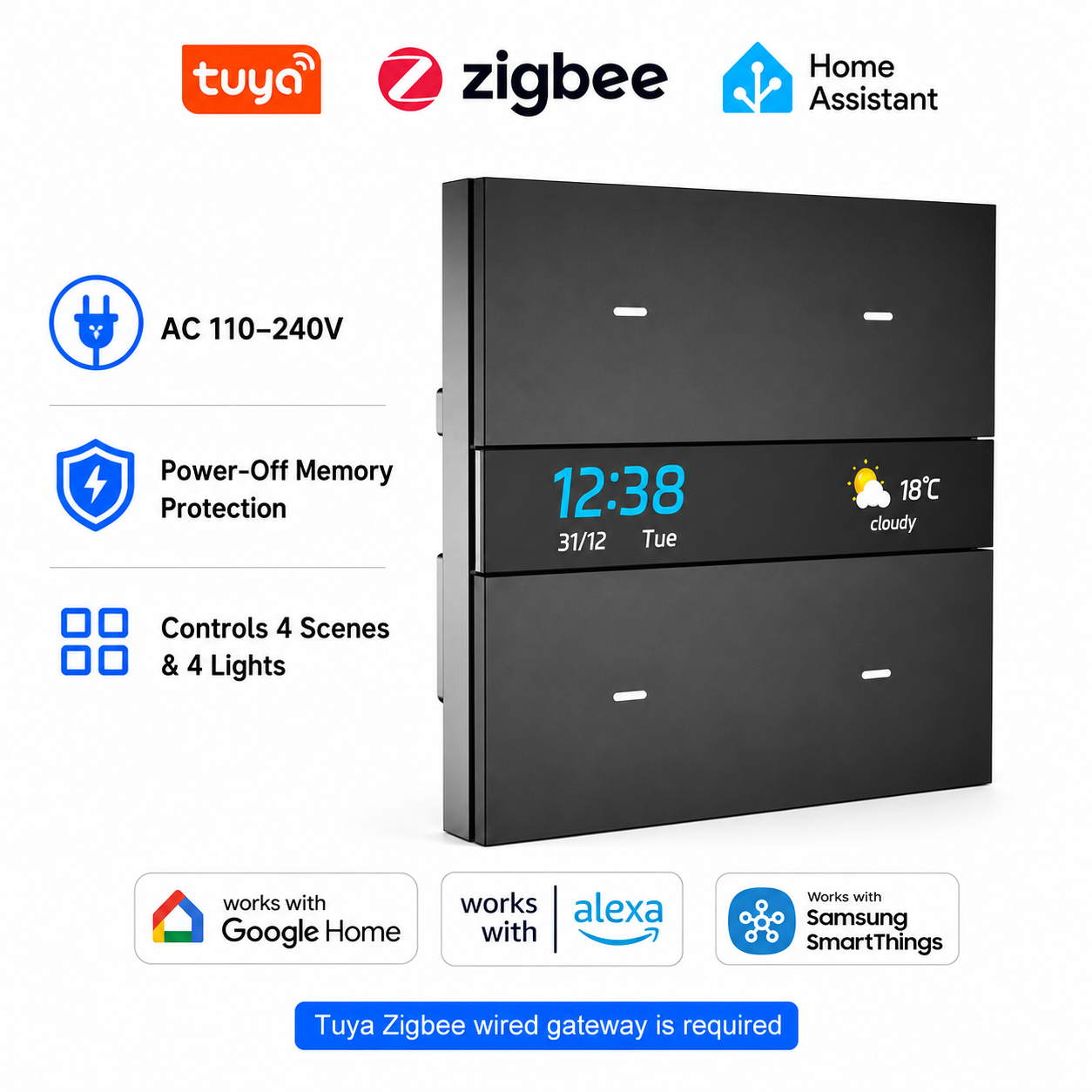 Smart Home Control Panel - Painel de Interruptores Inteligentes M8 Pro
