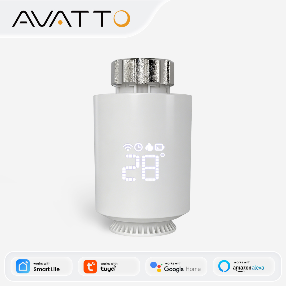 Smart Home Thermostat - Termostato AVATTO ZigBee3.0, Atuador de Radiador,