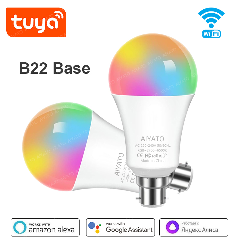 Smart Home Yellow - Lâmpada Inteligente Wi-Fi TUYA B22 Base