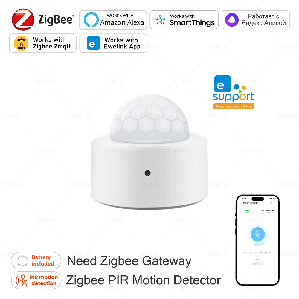 Smart Home Zigbee Gateway - Zigbee-Mini PIR Motion Sensor, Detector de