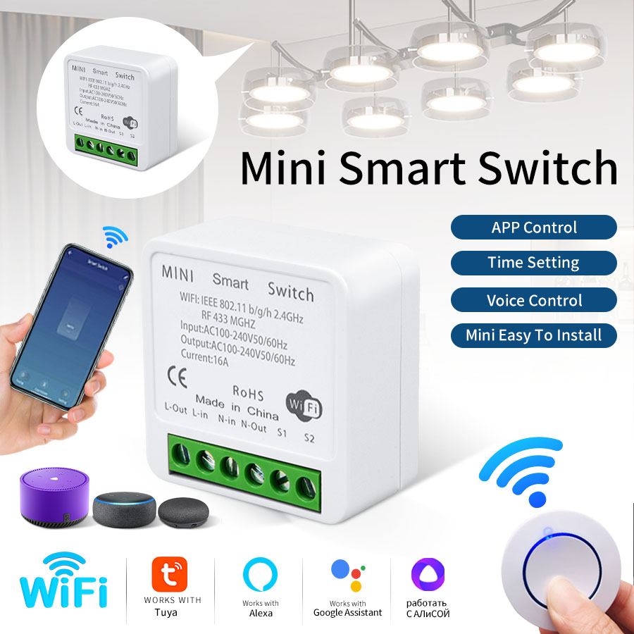 Smart Home Control Panel - Interruptor Inteligente WiFi Tuya RF433Mhz 16A/20A,
