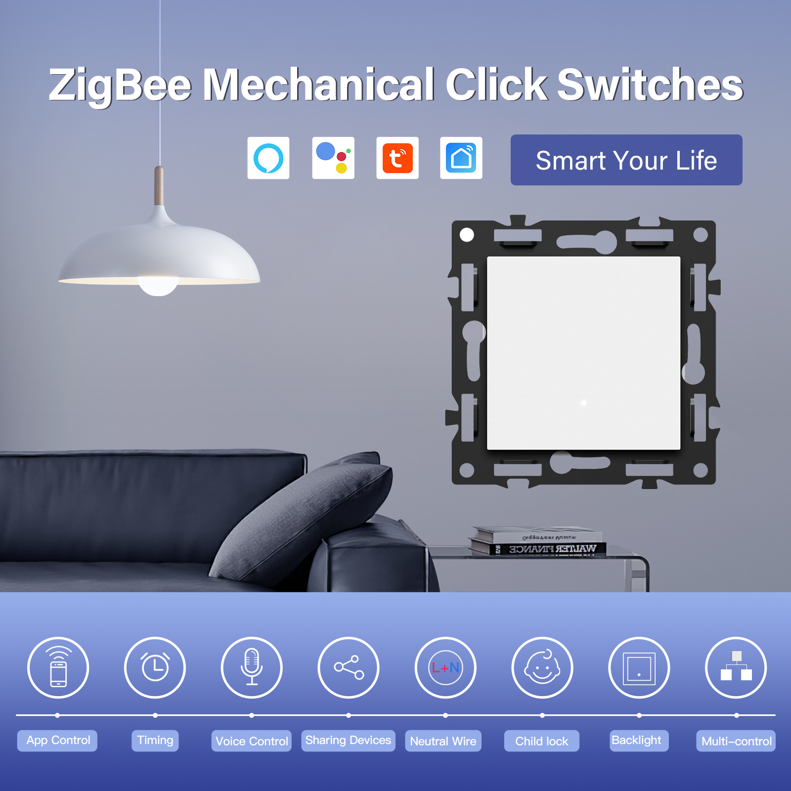 Bseed zigbee 1/2/3/4gang luz i - Smart Home Yellow avaliação e preço