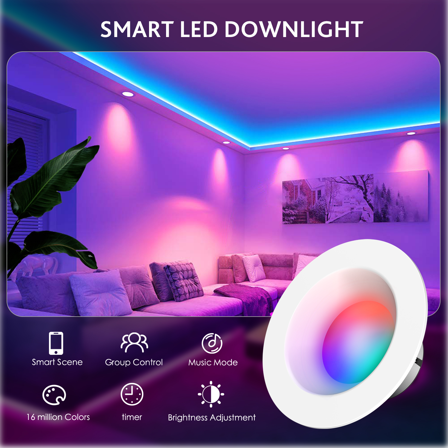 Wifi 5w led downlight 85-265v  - Wifi Led Dimmer avaliação e preço
