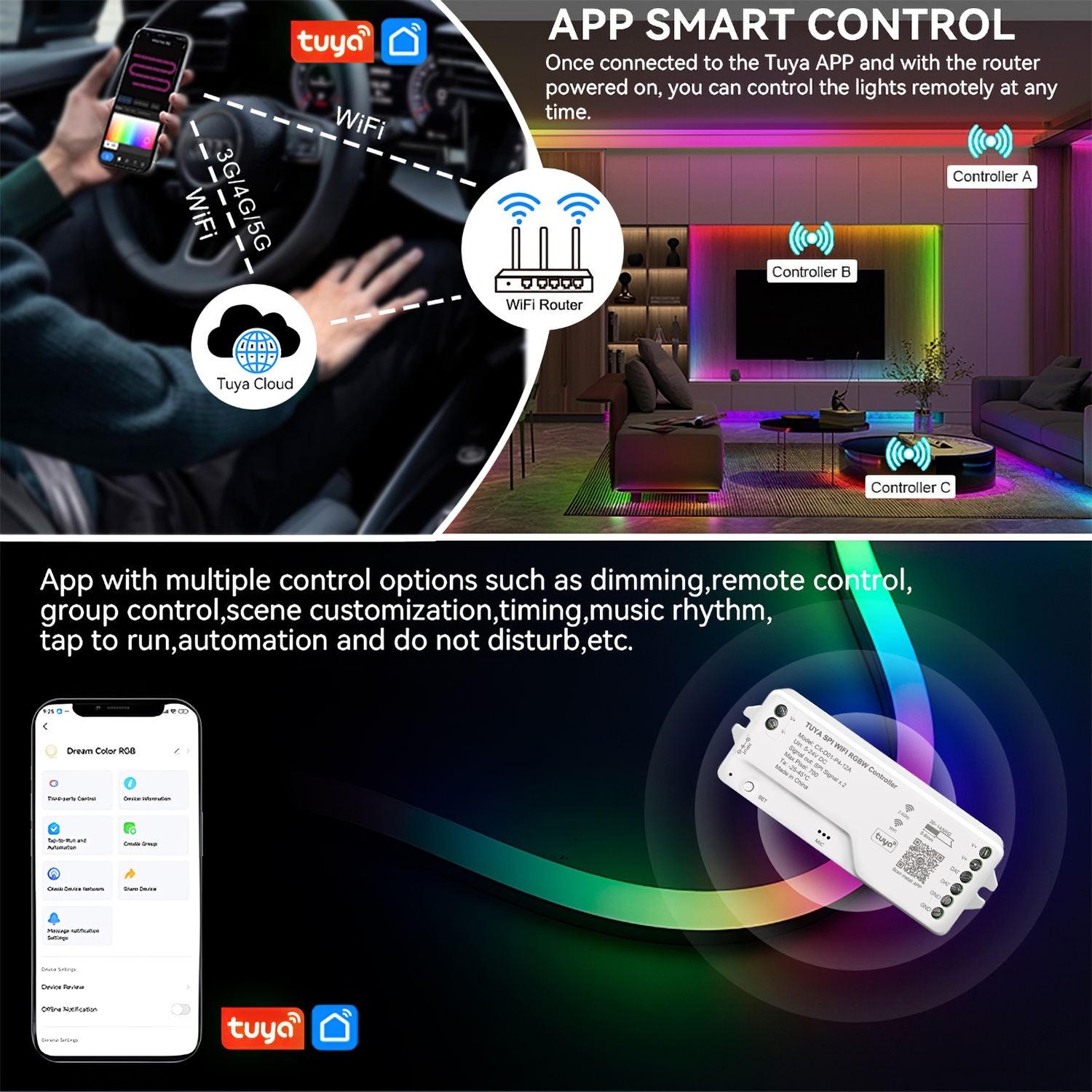 Controlador Tuya Wifi LED SPI  - Wifi Led Dimmer avaliação e preço