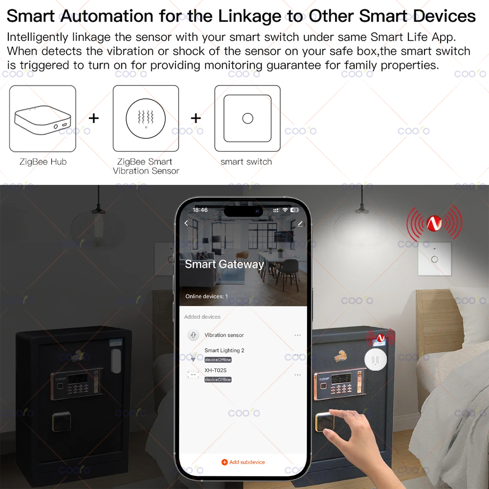 Sensor de Vibração Inteligente - Smart Home Hub avaliação e preço