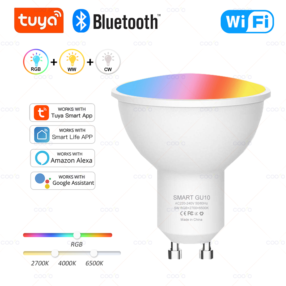 Tuya wifi gu10 lâmpada led int - Smart Home Yellow avaliação e preço